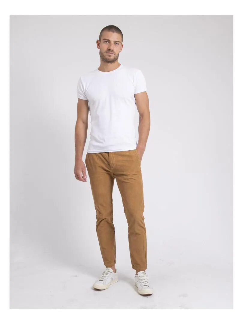 Pantalon velours chino taille élastiquée VERDAMONT - Marron glacé