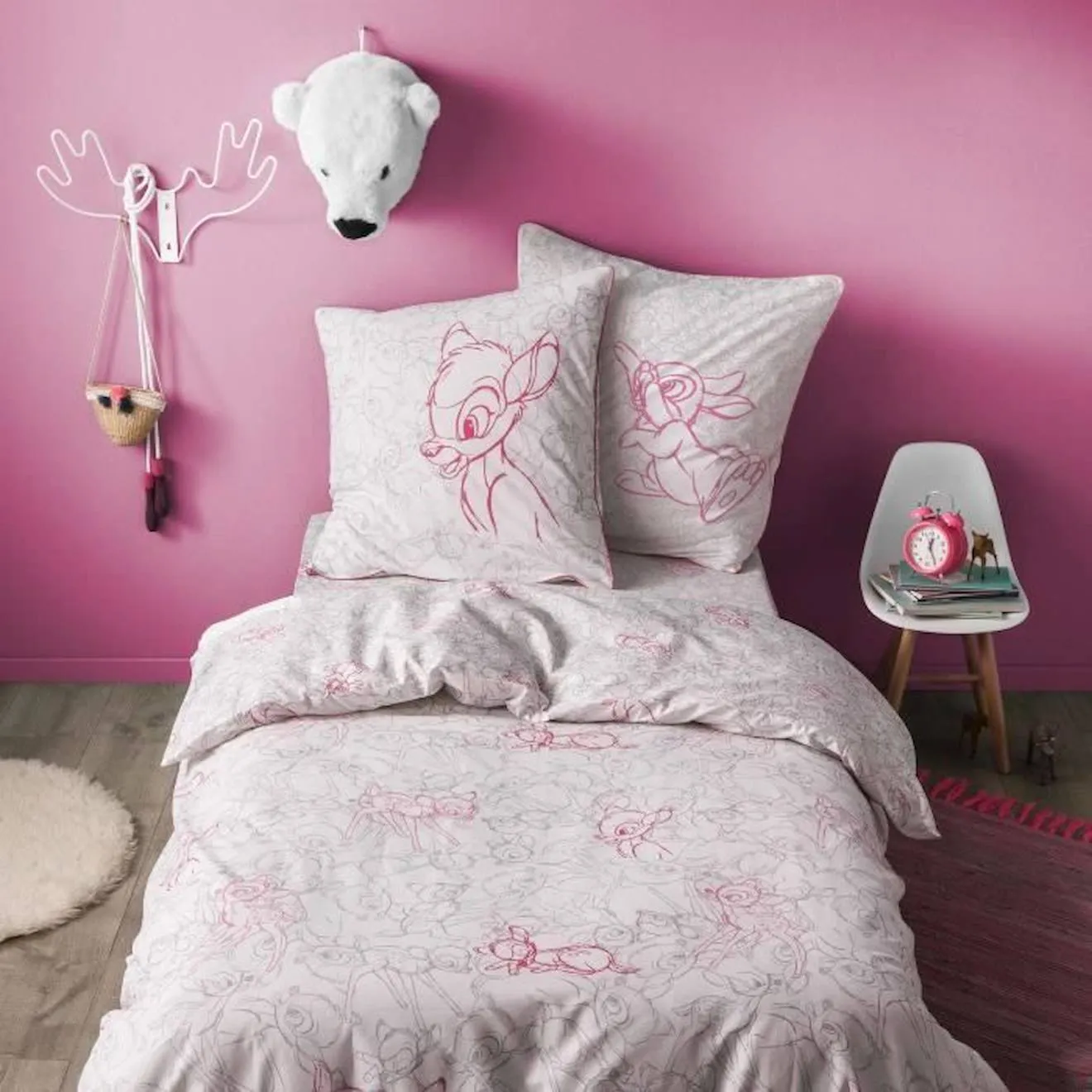 Parure de lit - Disney - Bambi Cache Cache - Rose - 100% coton - 140x200 cm rose - Disney