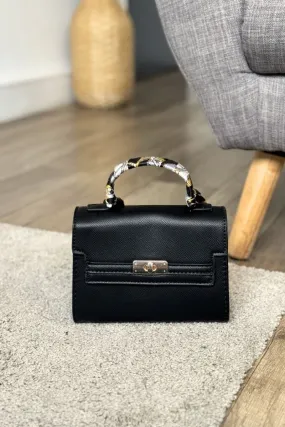 Petit sac à main à poignée avec foulard noir