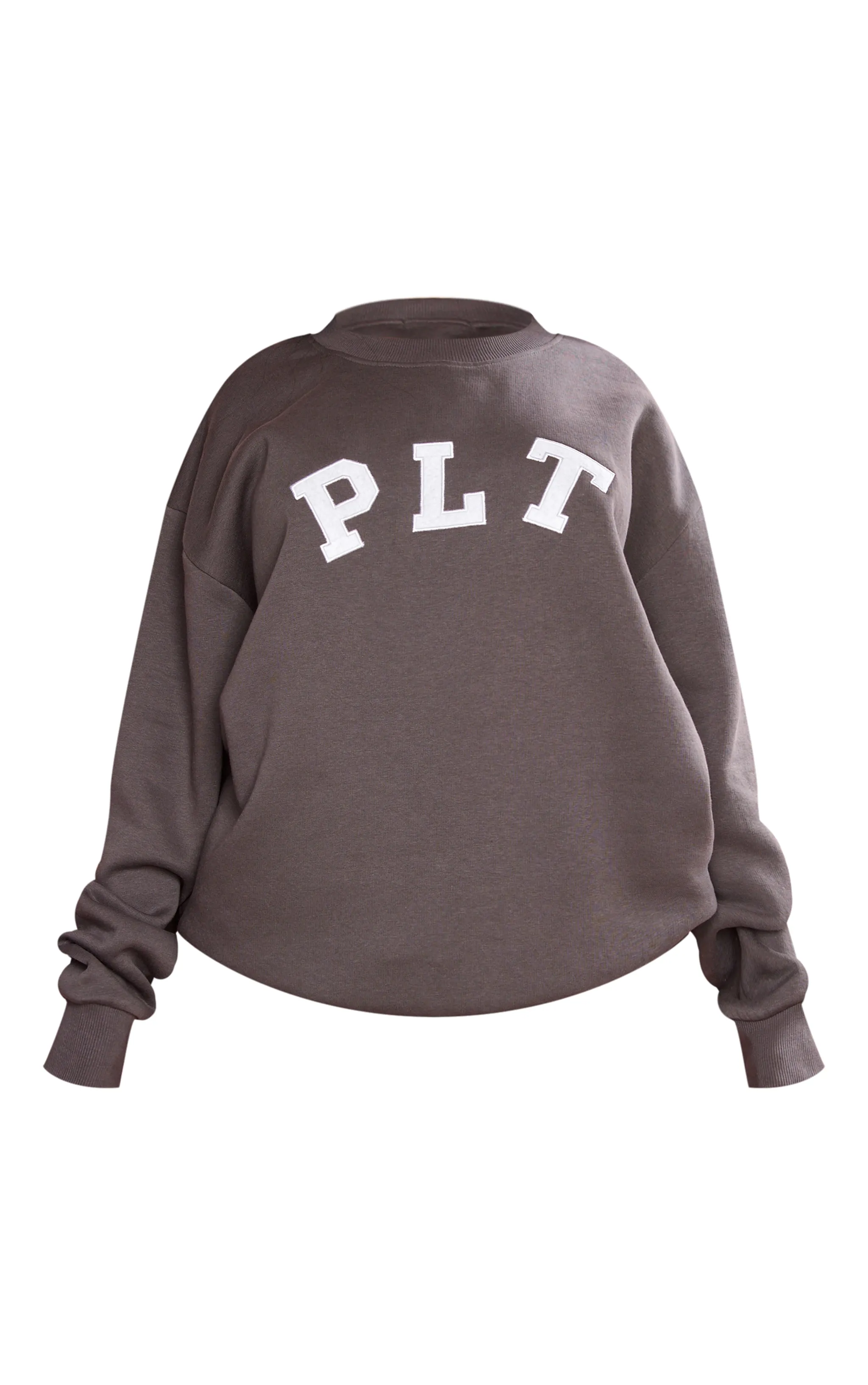 PLT Pull oversize en sweat gris anthracite à logo PLT