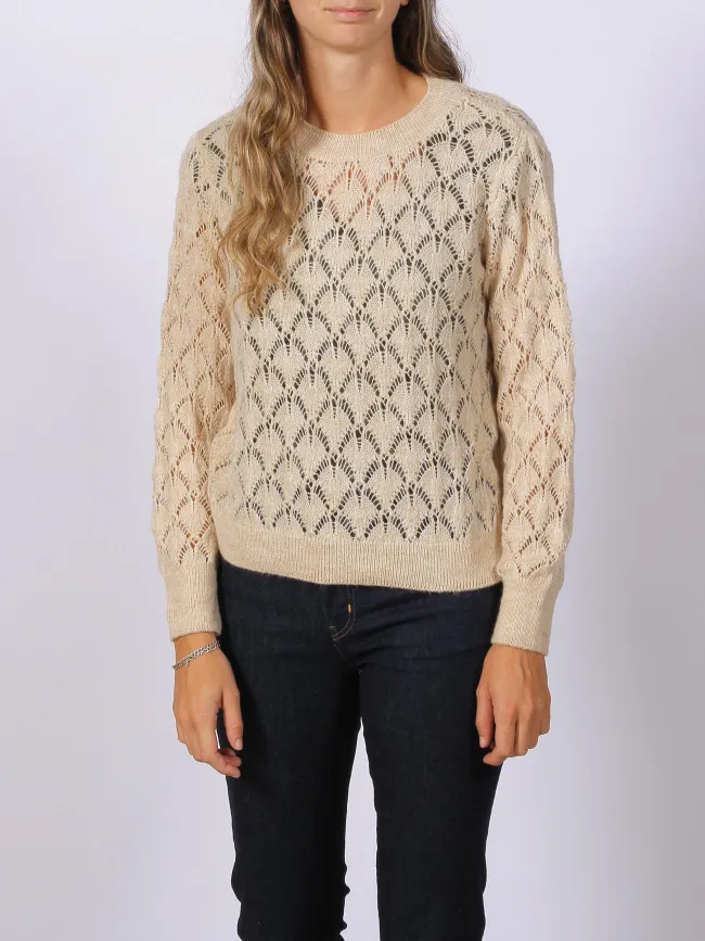 Pull ajouré letty structure beige femme - Jacqueline De Yong | wimod