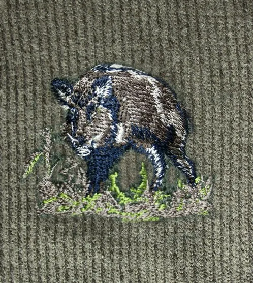 Pull chasse broderie sanglier