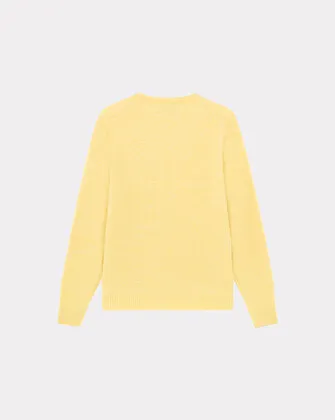 PULL CITY WOOL JAUNE , PULL COL ROND, BRODERIE CHEVIGNON Chevignon