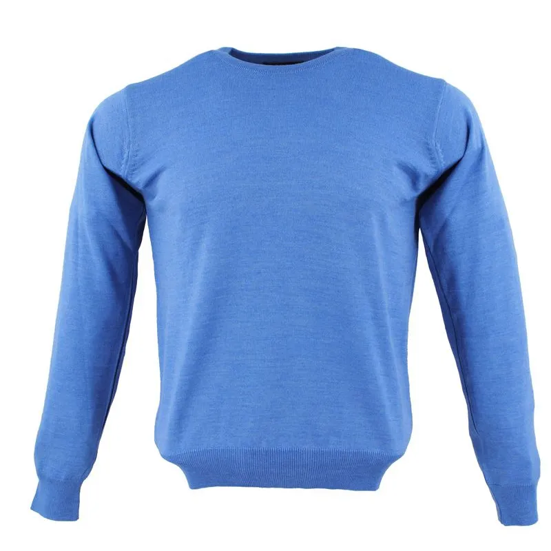 pull col rond MONTE CARLO 4020mc laine fine bleu azur