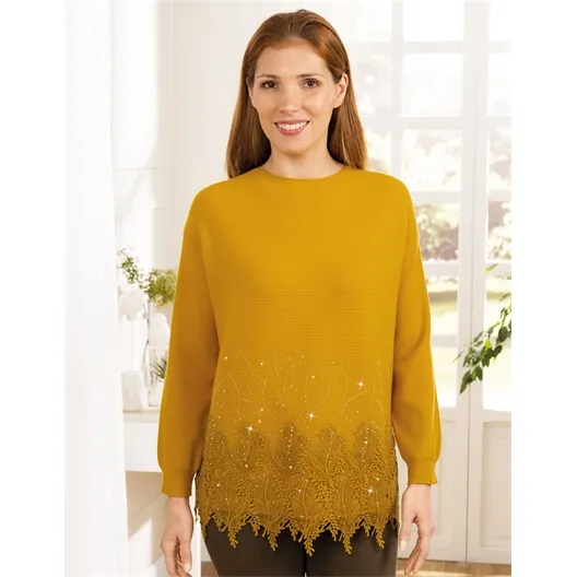 Pull dentelle & strass