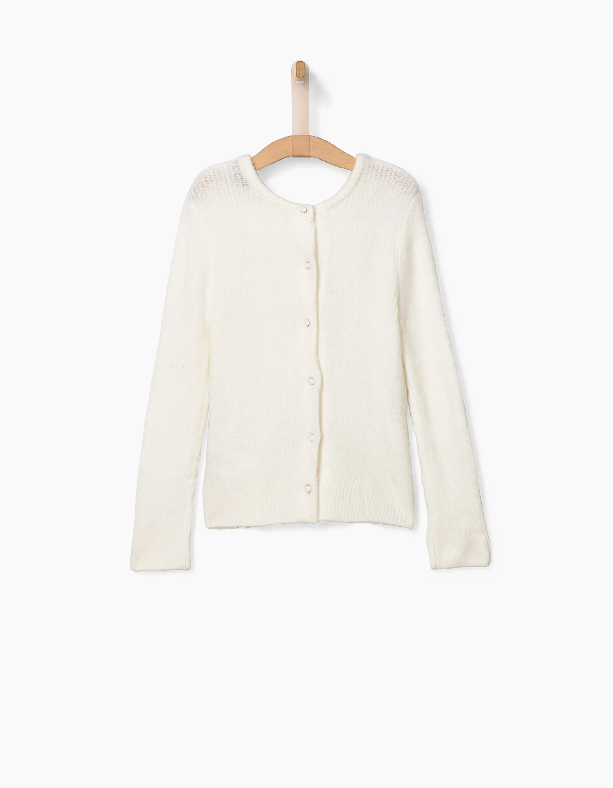 Pull en maille moulinée blanc cassé fille