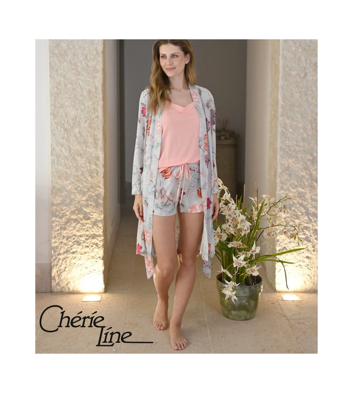 Pyjama avec débardeur et short fleuri Chériel Line | Lingerie Sipp