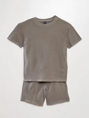 Pyjama court - tee-shirt + bermuda - 2 pièces - Gris