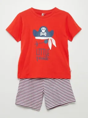 Pyjama court 'pirate' short + t-shirt - 2 pièces - Rouge