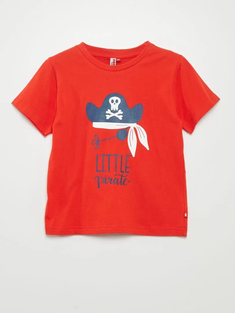 Pyjama court 'pirate' short + t-shirt - 2 pièces - Rouge