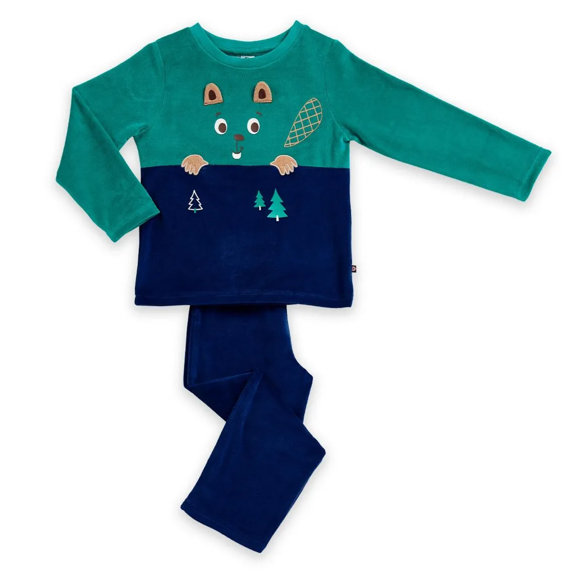 Pyjama Long Garçon - Bleu et  vert à motifs Castor | 3 Suisses