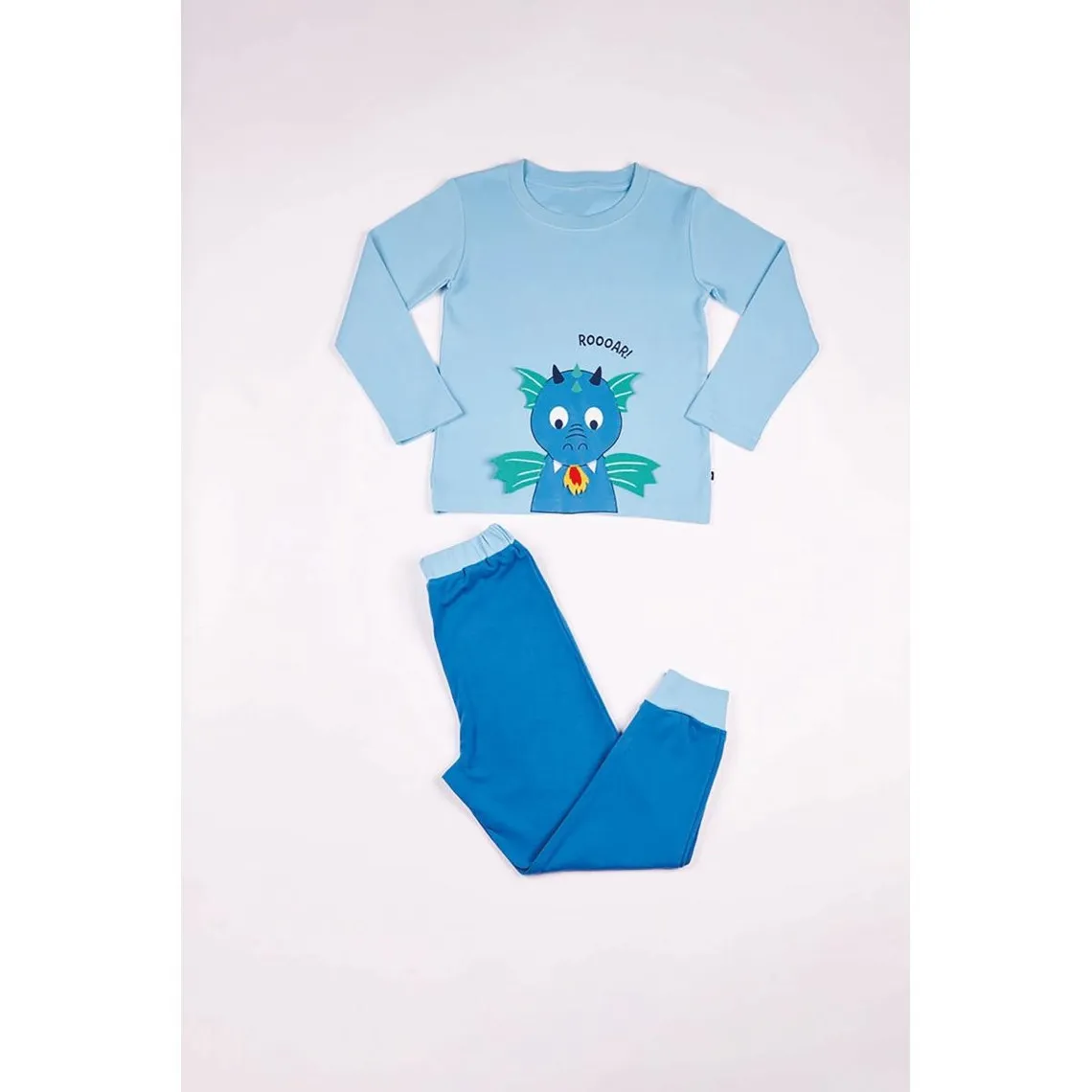 Pyjama Long Garçon en Coton - Bleu Clair Imprimé / Bleu Foncé et Bleu Clair Pastel - Dragon | 3 Suisses