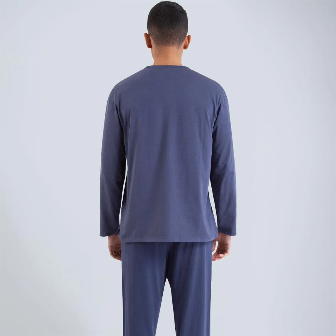 Pyjama long homme Chic Bleu Manches longues en coton | 3 Suisses