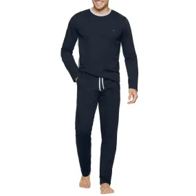 Pyjama long à col rond pour homme en coton marine par Eden Park 