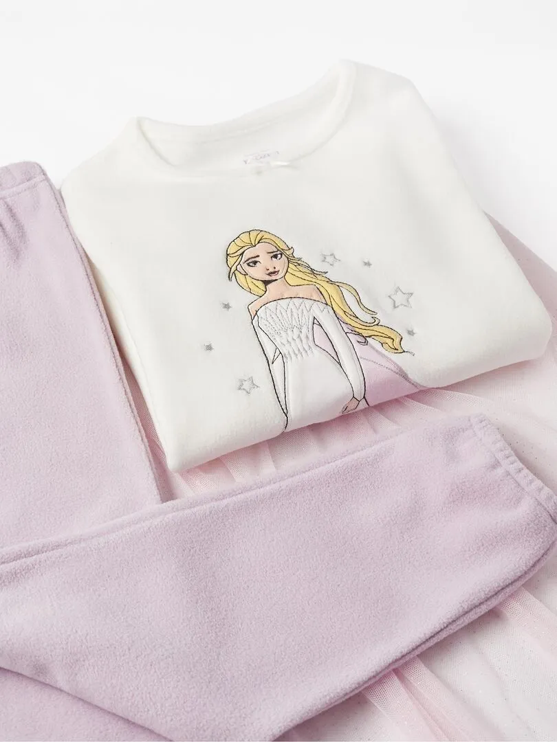 Pyjama polaire avec cape pour fille 'Frozen - Elsa'   FROZEN - Blanc