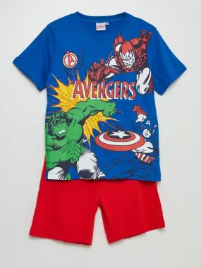 Pyjama short 'Avengers' - 2 pièces - Bleu/blanc