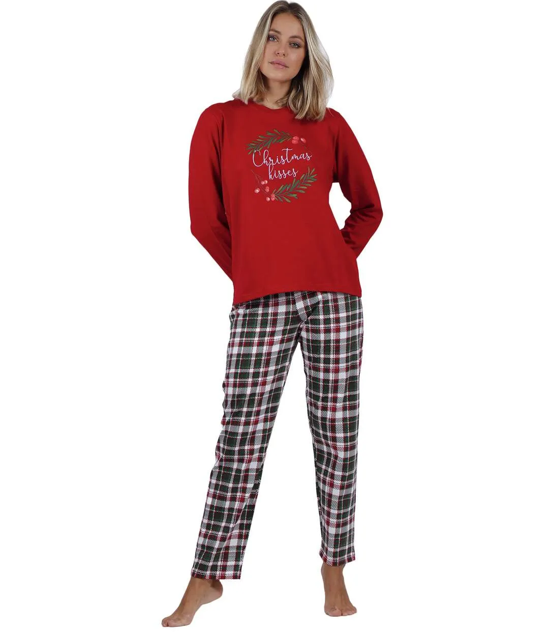 Pyjama tenue d'intérieur pantalon et haut Christmas Kisses Admas