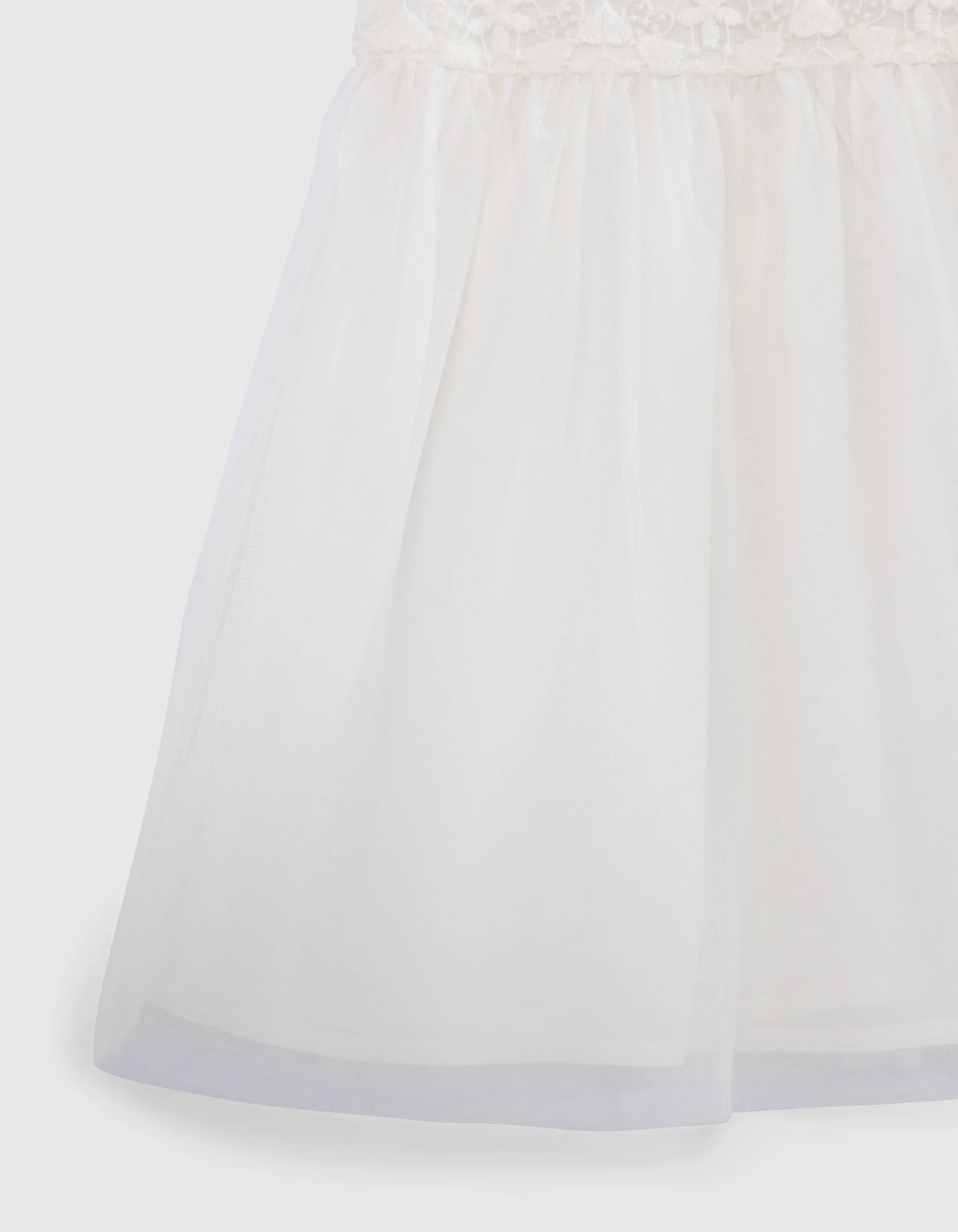 Robe blanche bi-matière dentelle et tulle fille