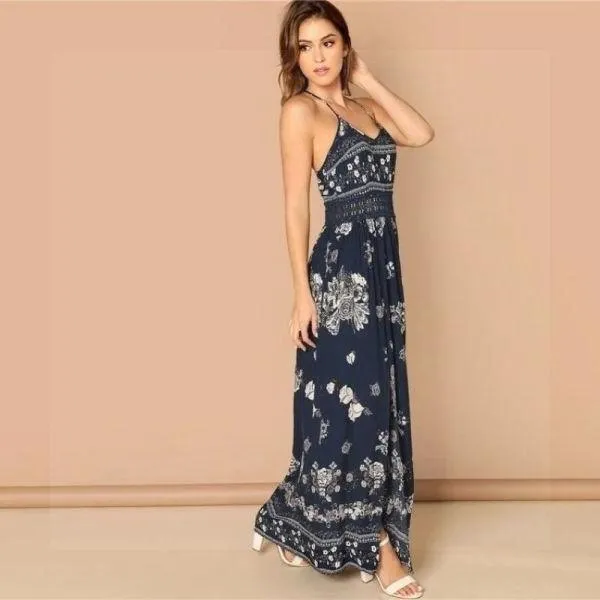 Robe bohème chic bleu