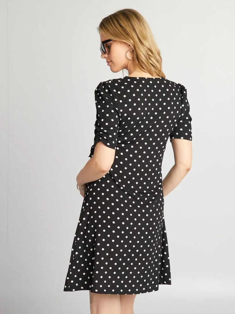 Robe courte grossesse - Noir à pois