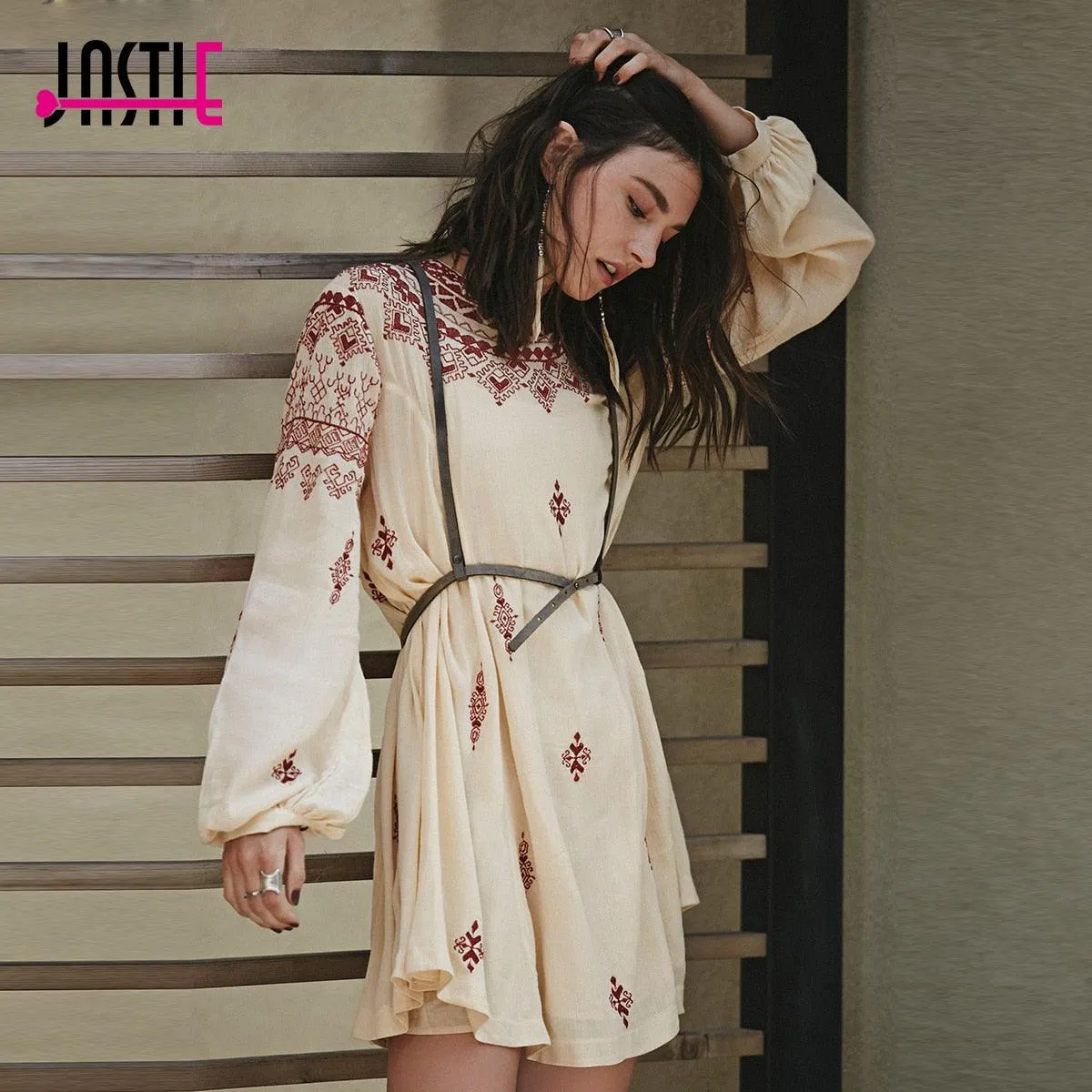 Robe Courte Hippie Chic Beige