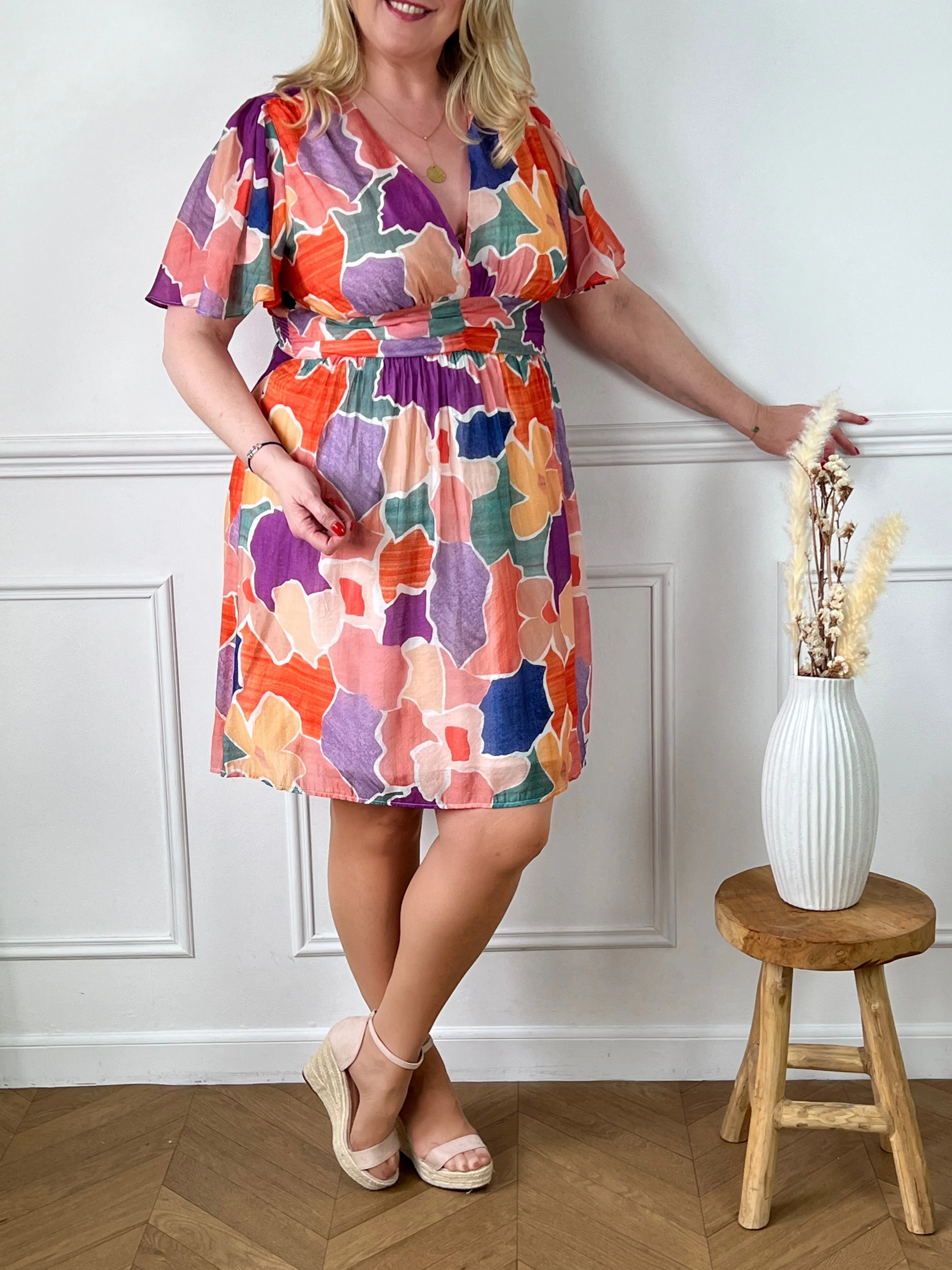 Robe courte à motifs curve : Olympe