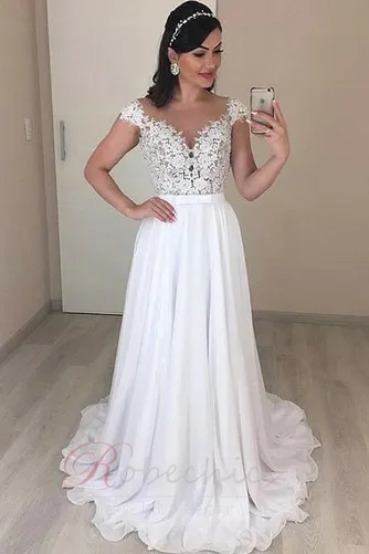 Robe de mariée A-ligne Naturel taille Appliques Dos nu Sexy Jardin