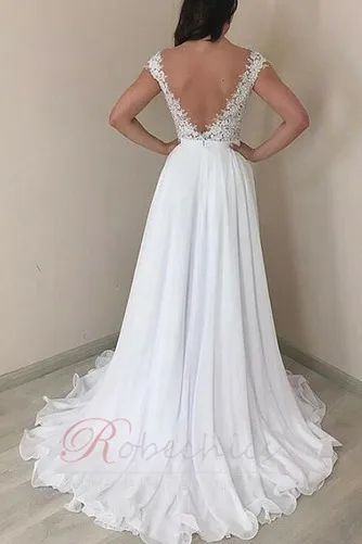 Robe de mariée A-ligne Naturel taille Appliques Dos nu Sexy Jardin