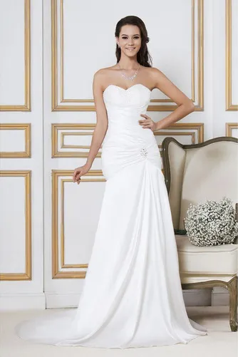 Robe de mariée Simple Soie Plage Taille chute Longue Corsage plissé