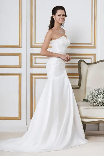 Robe de mariée Simple Soie Plage Taille chute Longue Corsage plissé