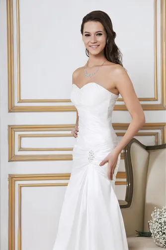 Robe de mariée Simple Soie Plage Taille chute Longue Corsage plissé