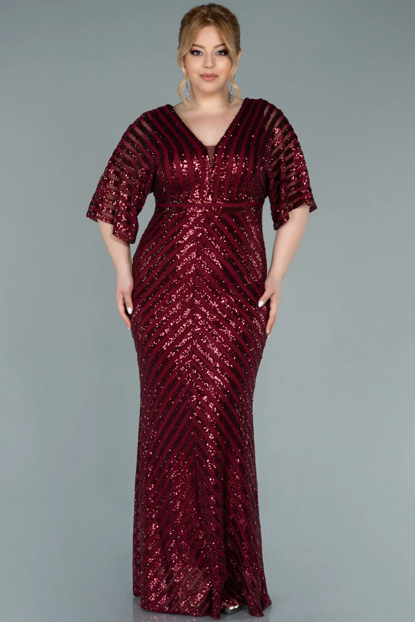 Robe de Soirée Grande Taille Longue Violet Foncé ABU2309