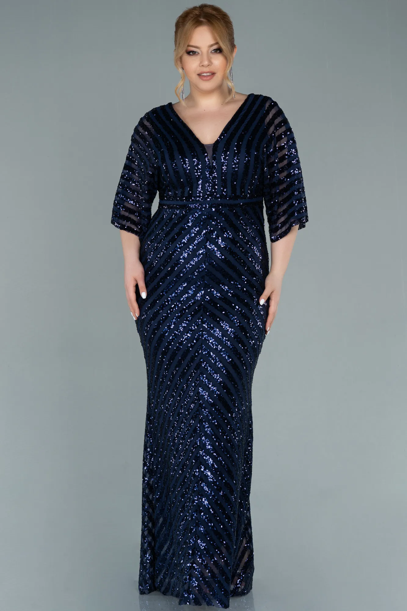 Robe de Soirée Grande Taille Longue Violet Foncé ABU2309