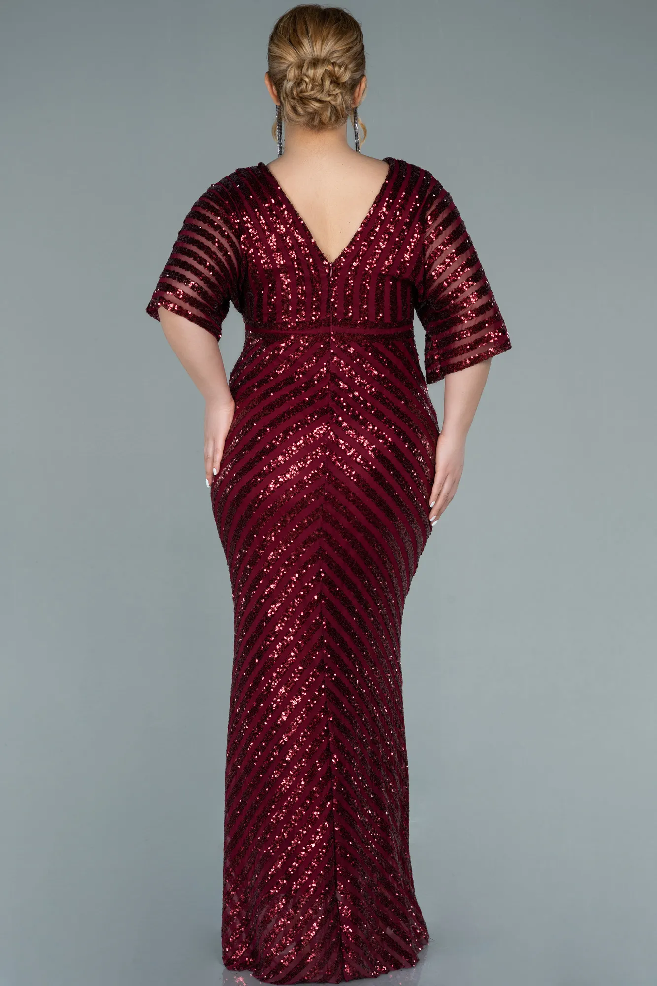 Robe de Soirée Grande Taille Longue Violet Foncé ABU2309