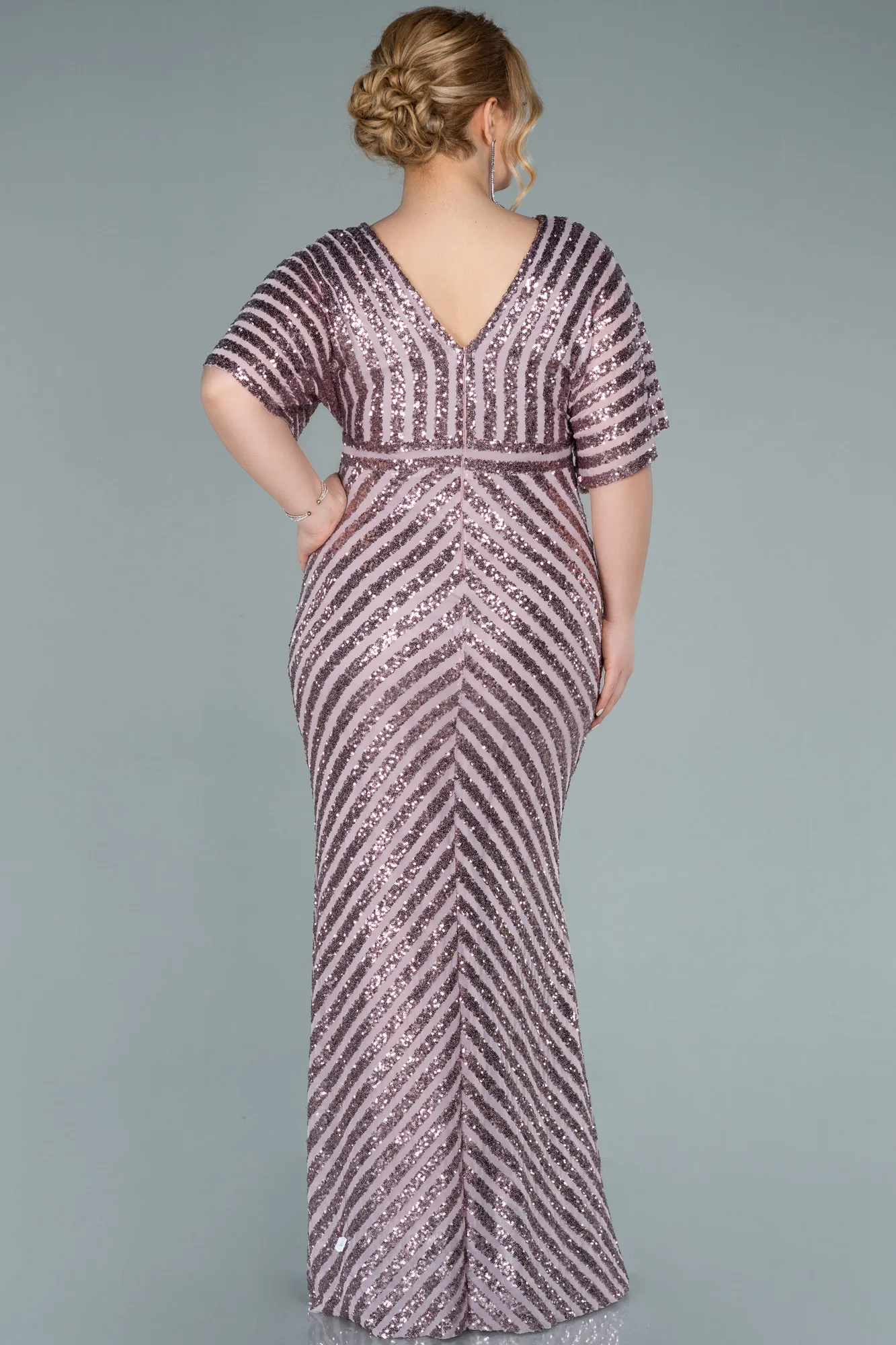 Robe de Soirée Grande Taille Longue Violet Foncé ABU2309