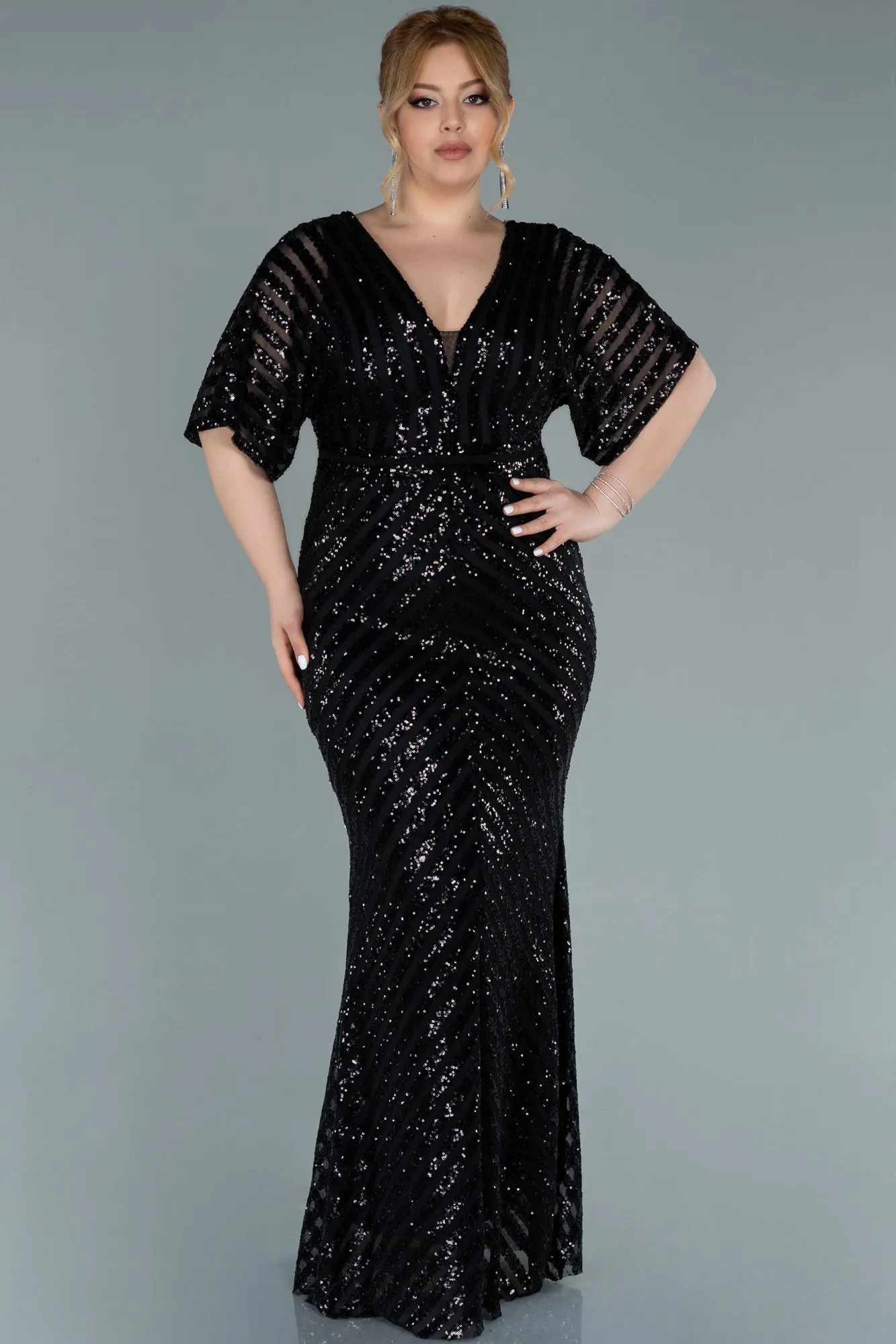 Robe de Soirée Grande Taille Longue Violet Foncé ABU2309