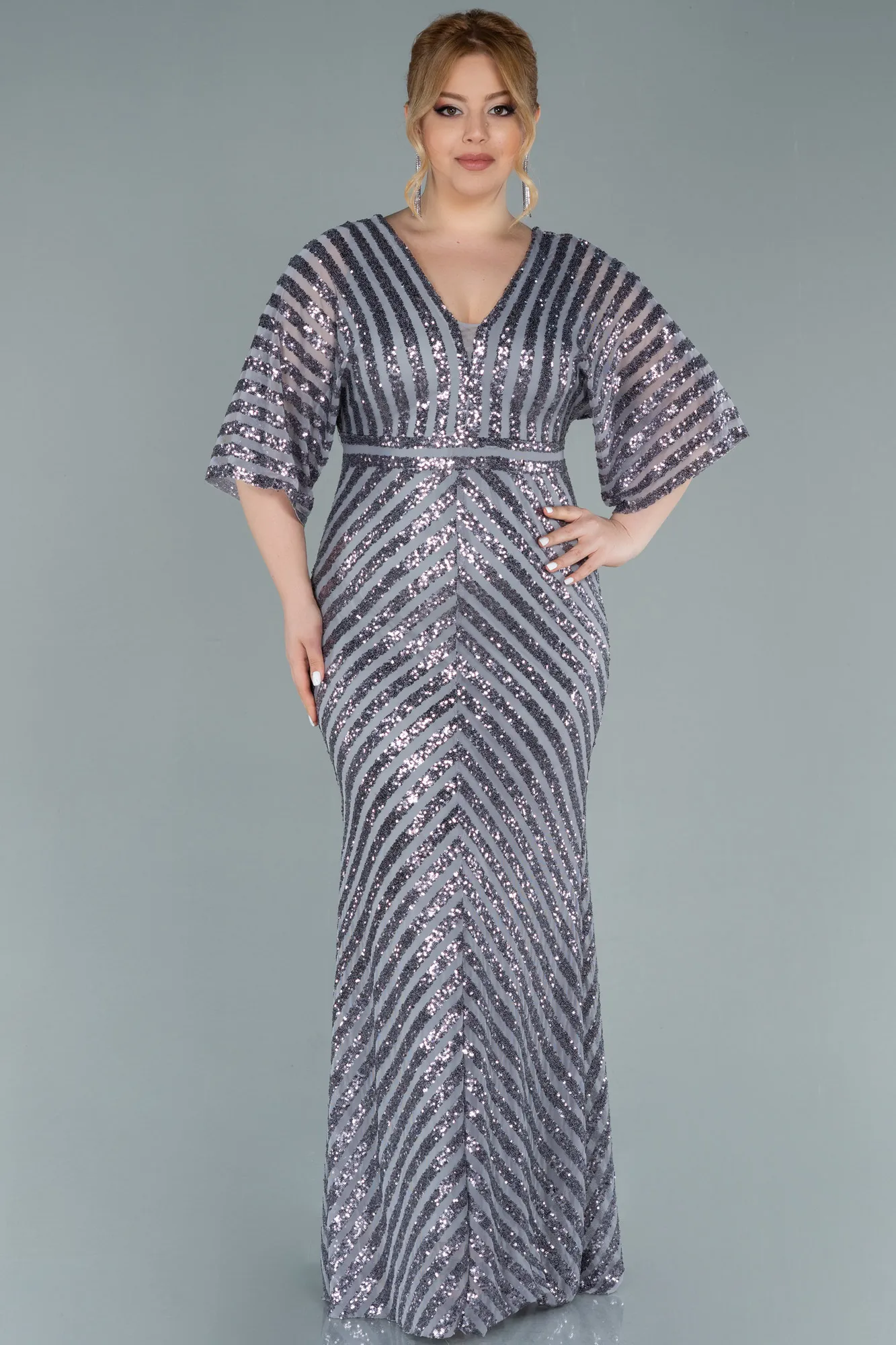 Robe de Soirée Grande Taille Longue Violet Foncé ABU2309