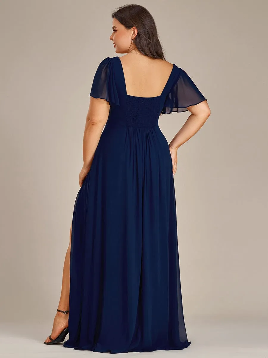 Robe demoiselle d'honneur maxi en mousseline à fente haute de grande taille