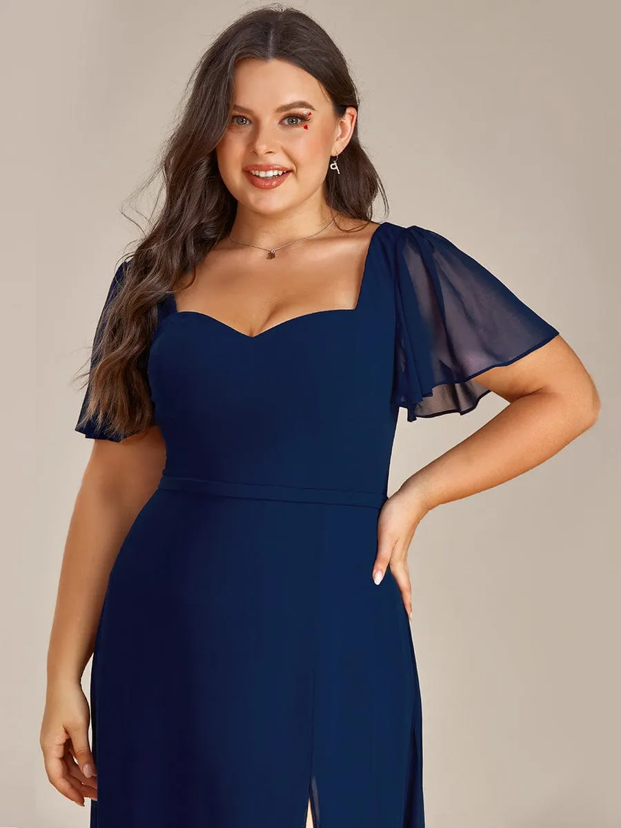 Robe demoiselle d'honneur maxi en mousseline à fente haute de grande taille