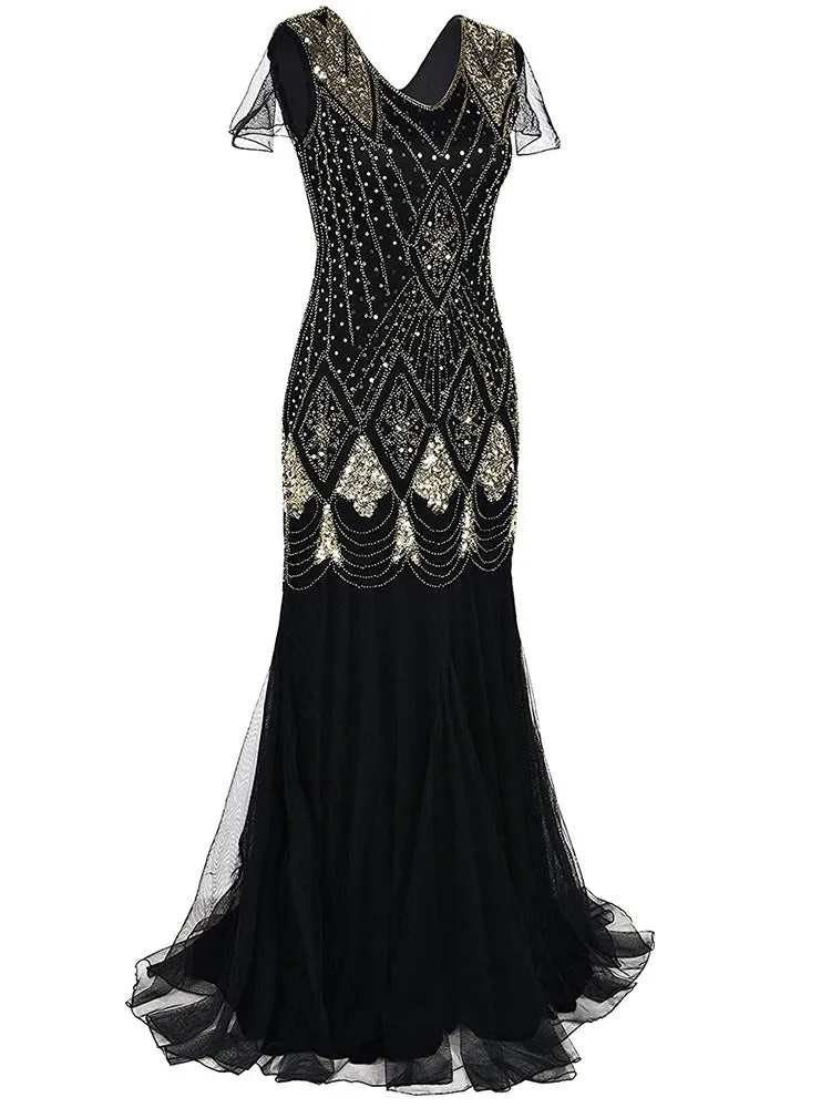 Robe Gatsby Longue  Haute Couture Noir et Or