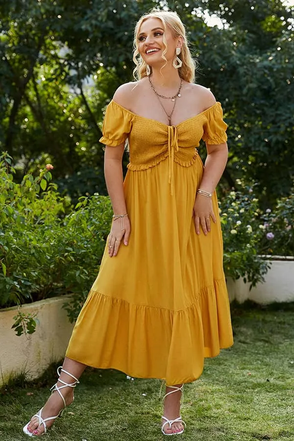 Robe Jaune Champêtre  Grande Taille