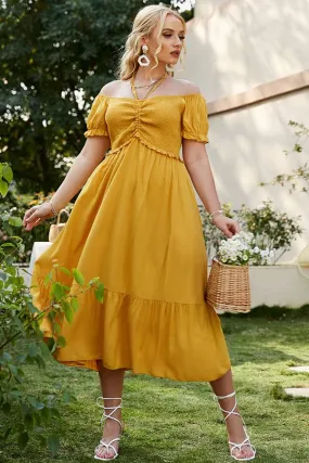 Robe Jaune Champêtre  Grande Taille