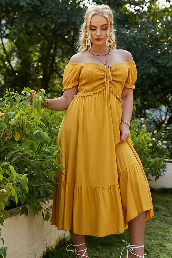 Robe Jaune Champêtre  Grande Taille