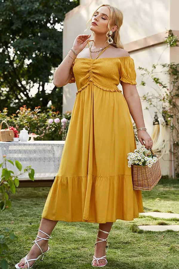 Robe Jaune Champêtre  Grande Taille