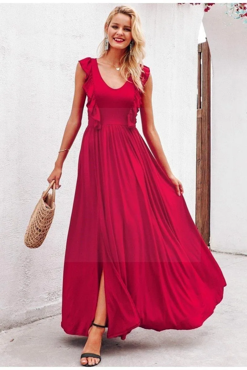 Robe longue bohème chic rouge