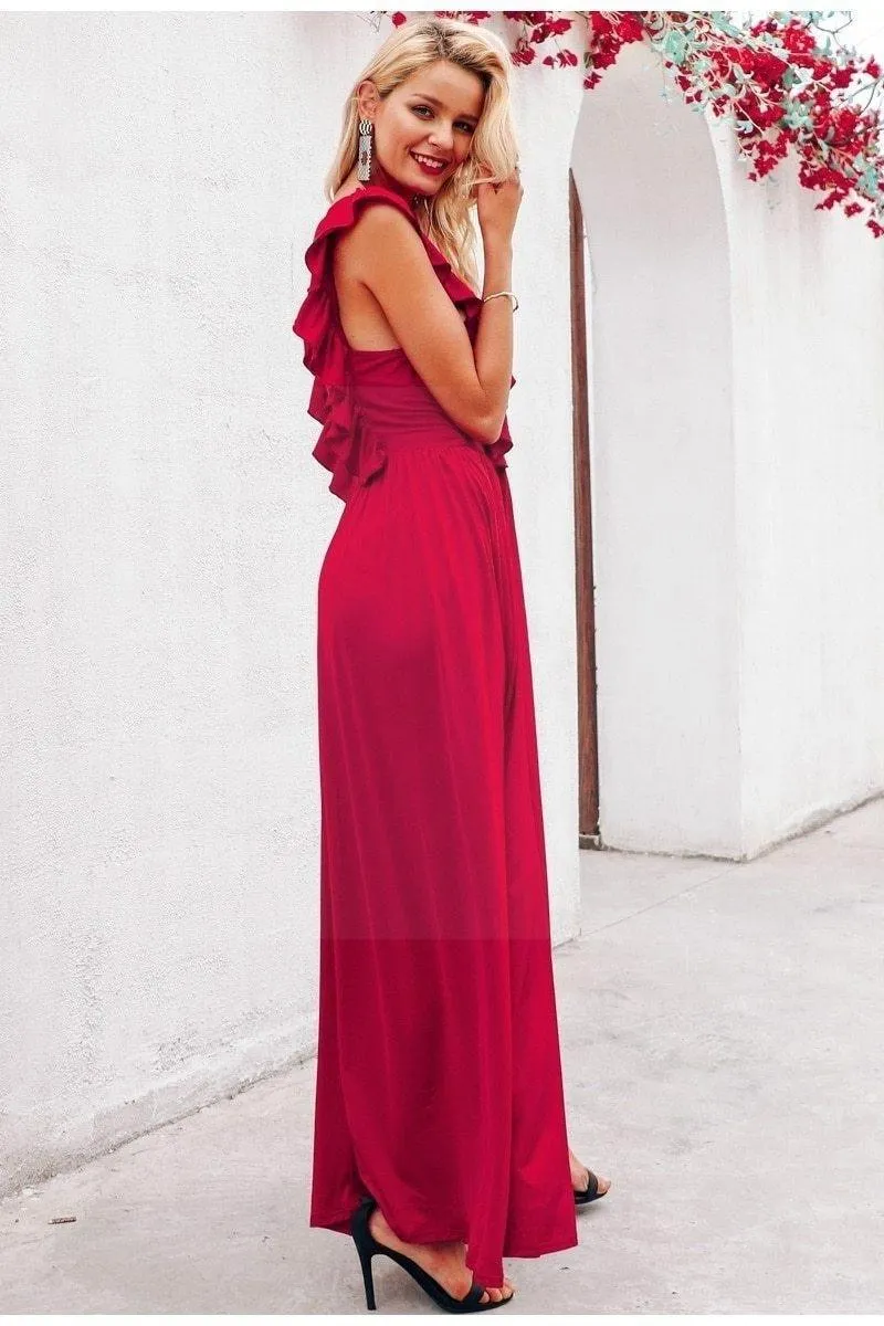 Robe longue bohème chic rouge