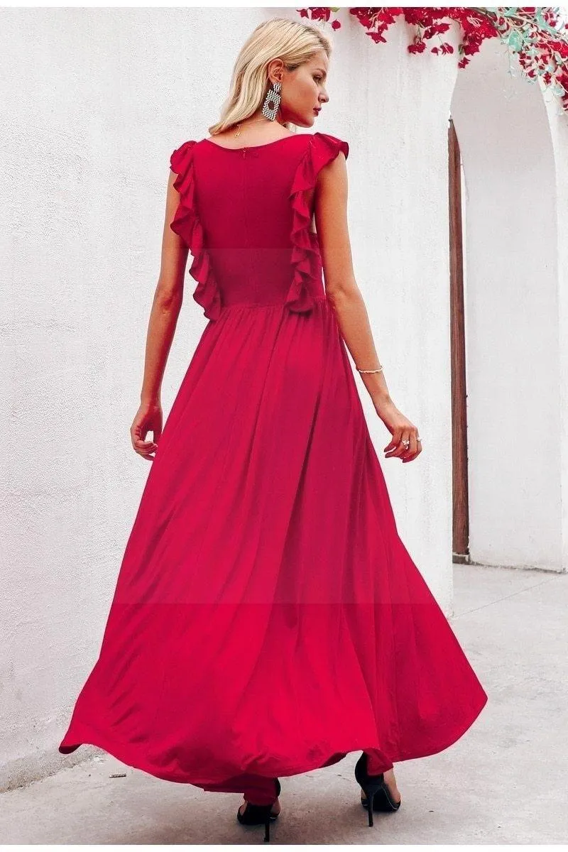 Robe longue bohème chic rouge