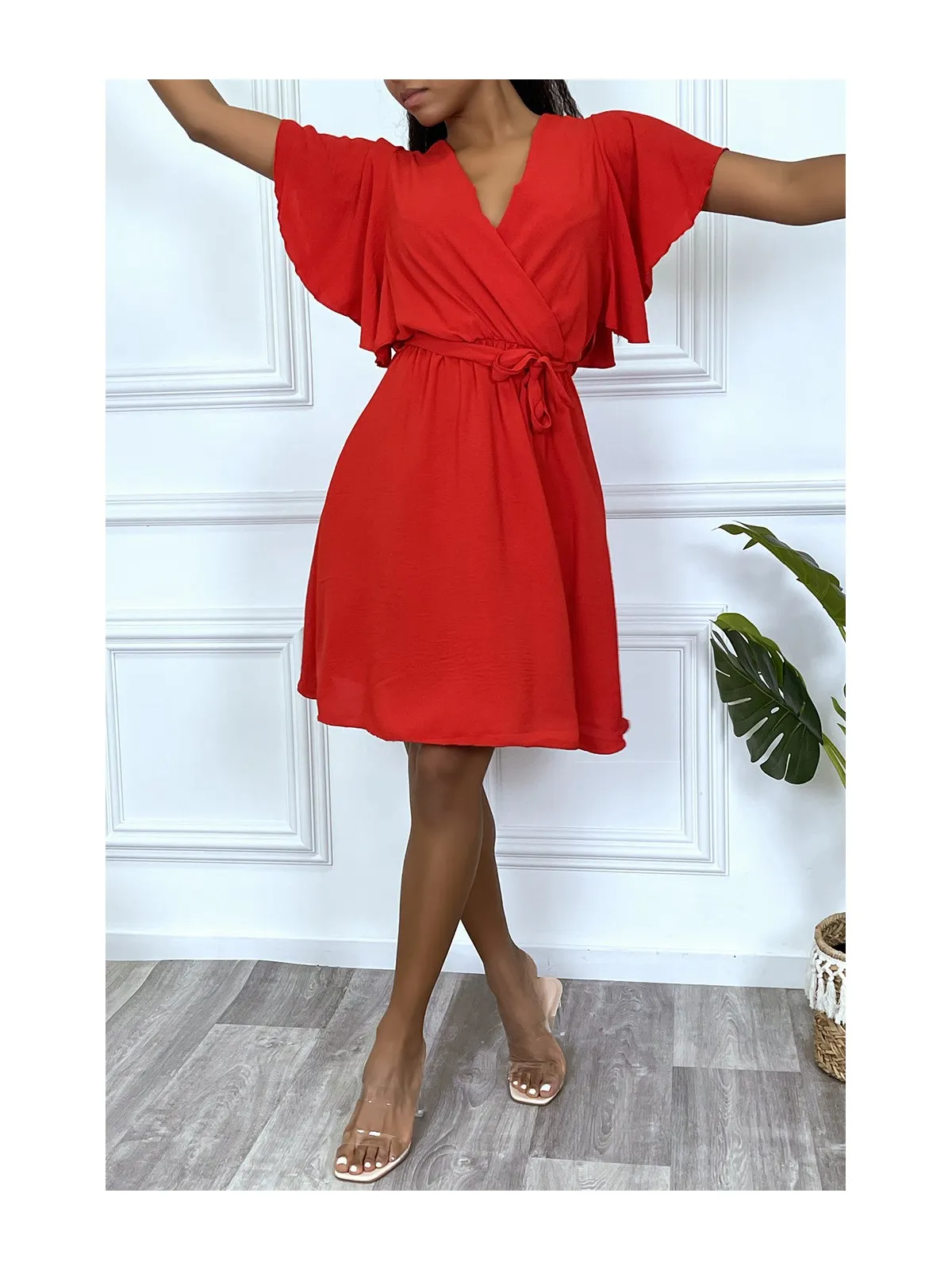 Robe patineuse rouge cache coeur