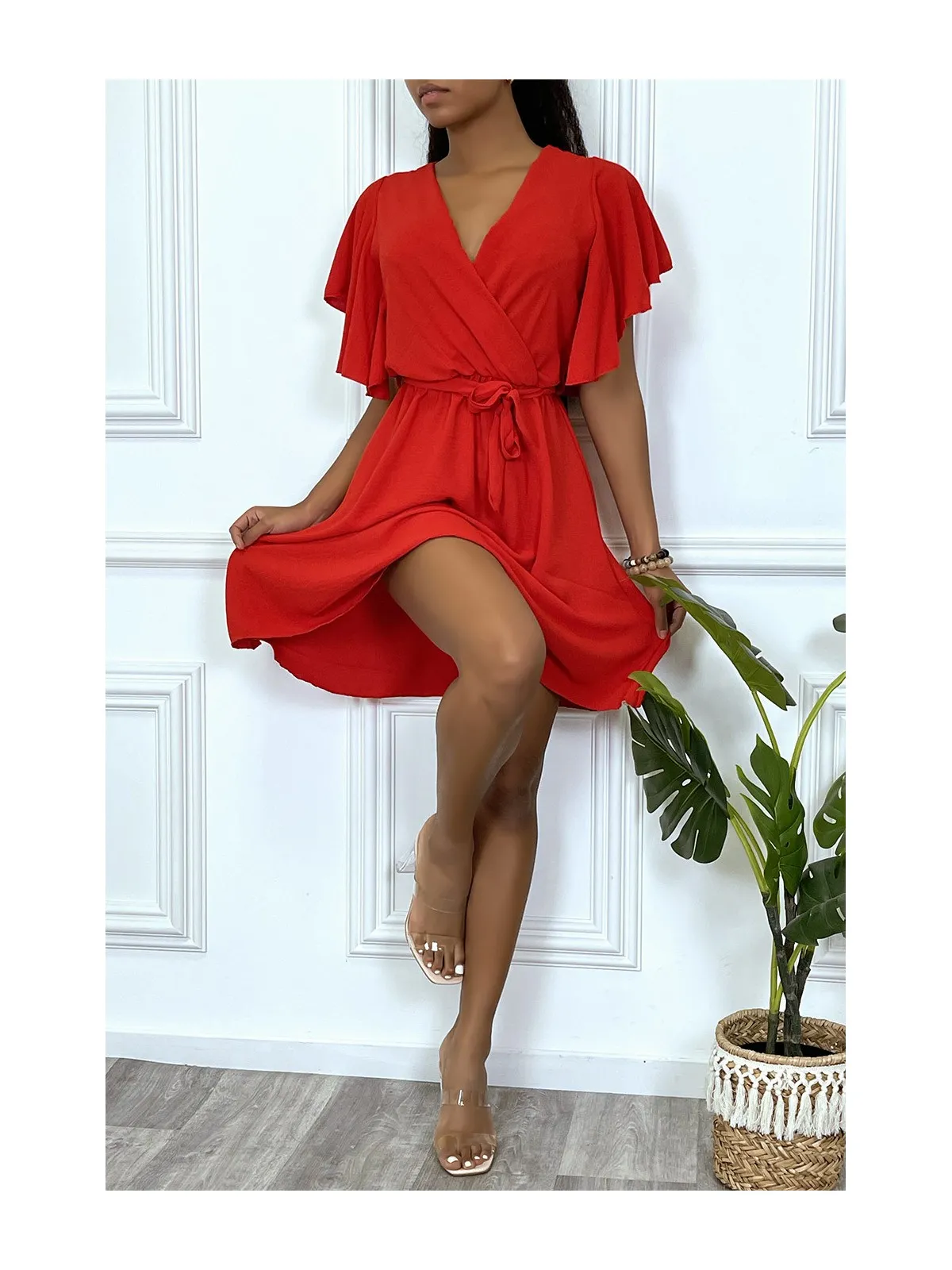 Robe patineuse rouge cache coeur