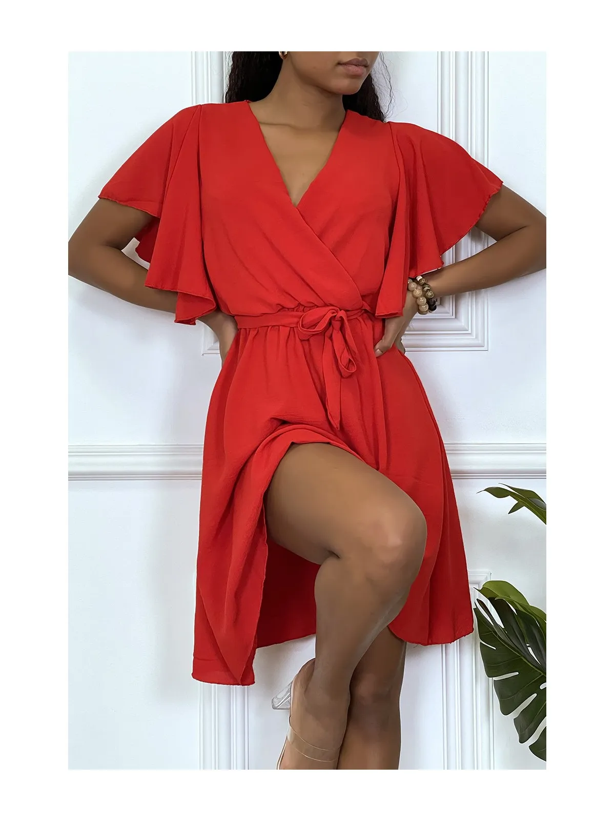 Robe patineuse rouge cache coeur